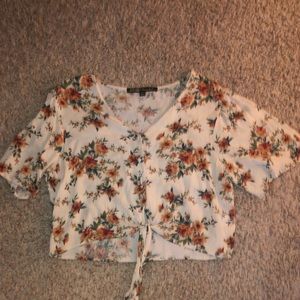 Gypsies & Moondust Cropped Tie Floral Shirt